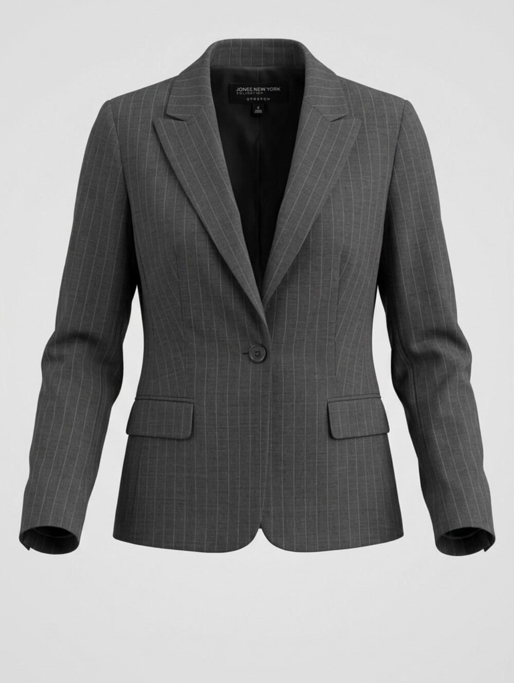Jones New York Women Gray Pinstripe Tailored Office Capsule Corporate Blazer 8